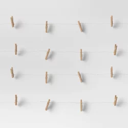 Blonde Wood Photo Clips with White LED Fairy Lights - Room Essentials