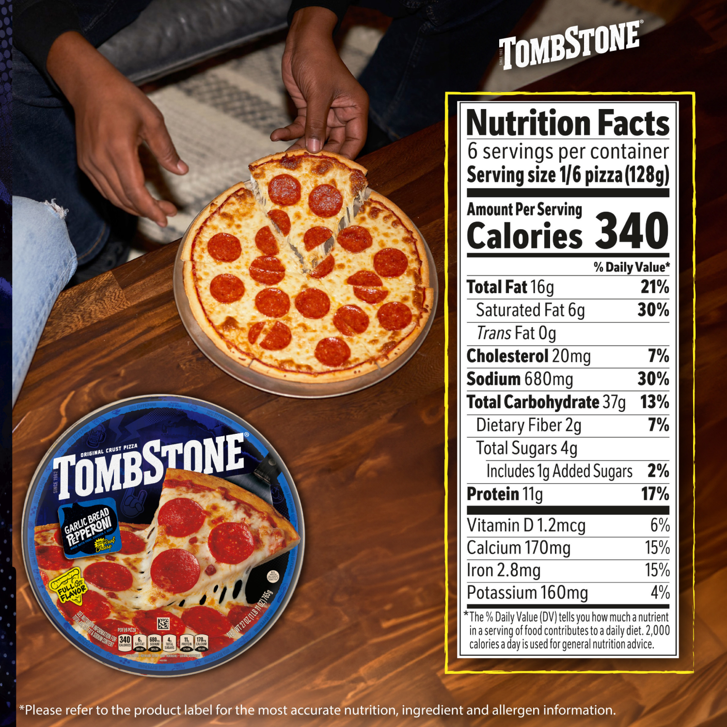 slide 2 of 8, Tombstone Original GarlicBread Pepperoni Back Label Project Happy Hour Thr3d Files Only 27 oz, 27 oz
