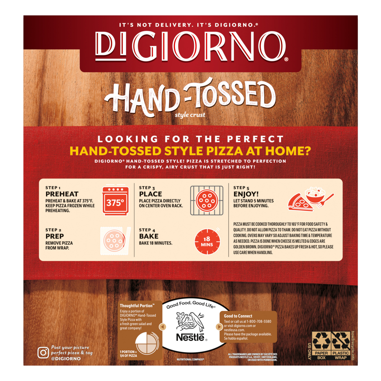 slide 3 of 8, DiGiorno Frozen Hand Tossed Pizza Pepperoni 18.9oz Package, 18.9 oz