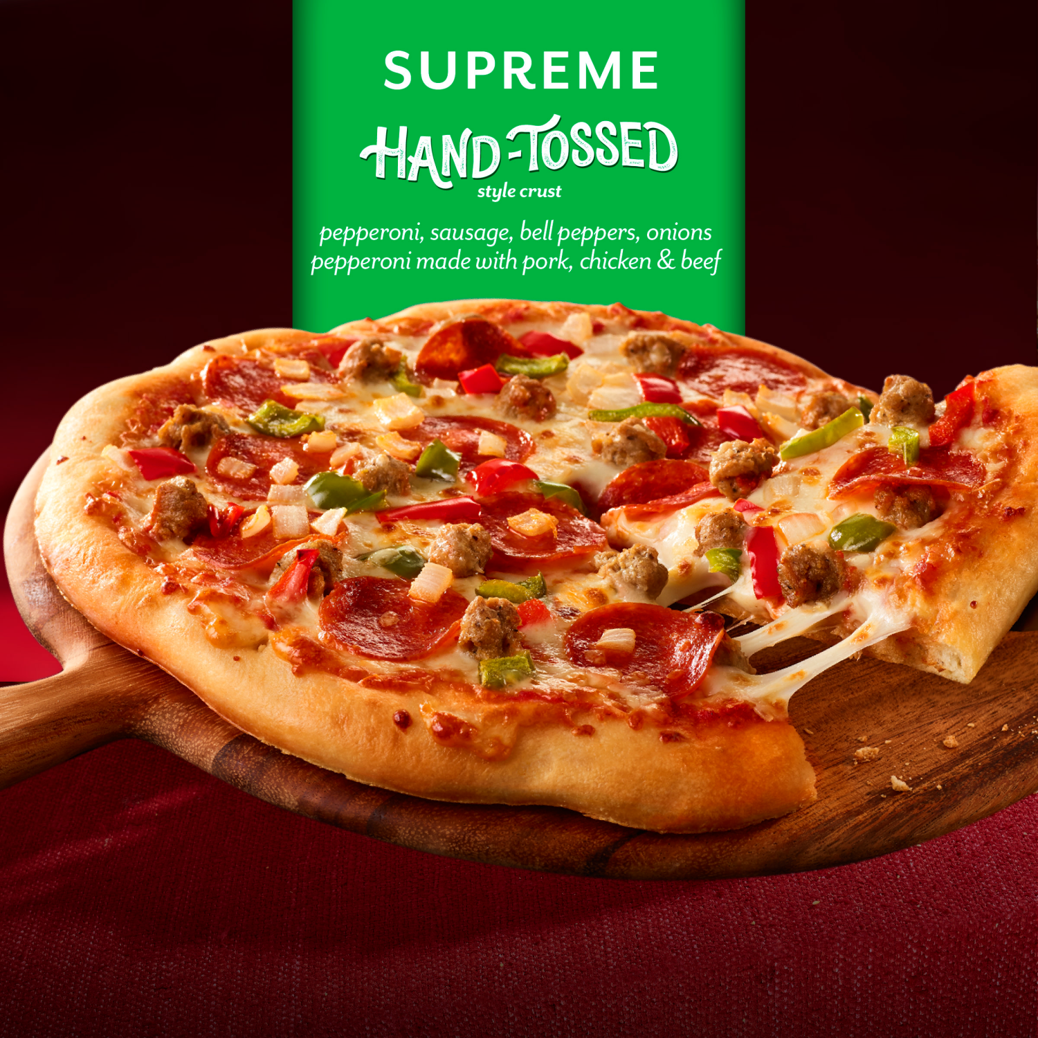 slide 7 of 8, DiGiorno Frozen Hand Tossed Pizza Pepperoni 18.9oz Package, 18.9 oz