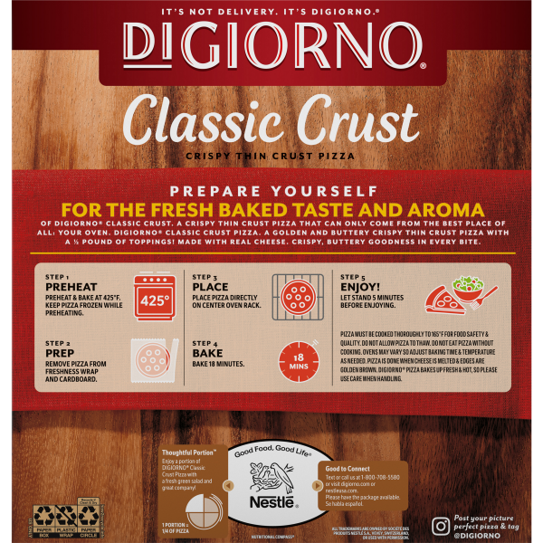 slide 25 of 29, DiGiorno Classic Crust Supreme Pizza on a Crispy Thin Crust, 20.8 oz (Frozen), 20.8 oz