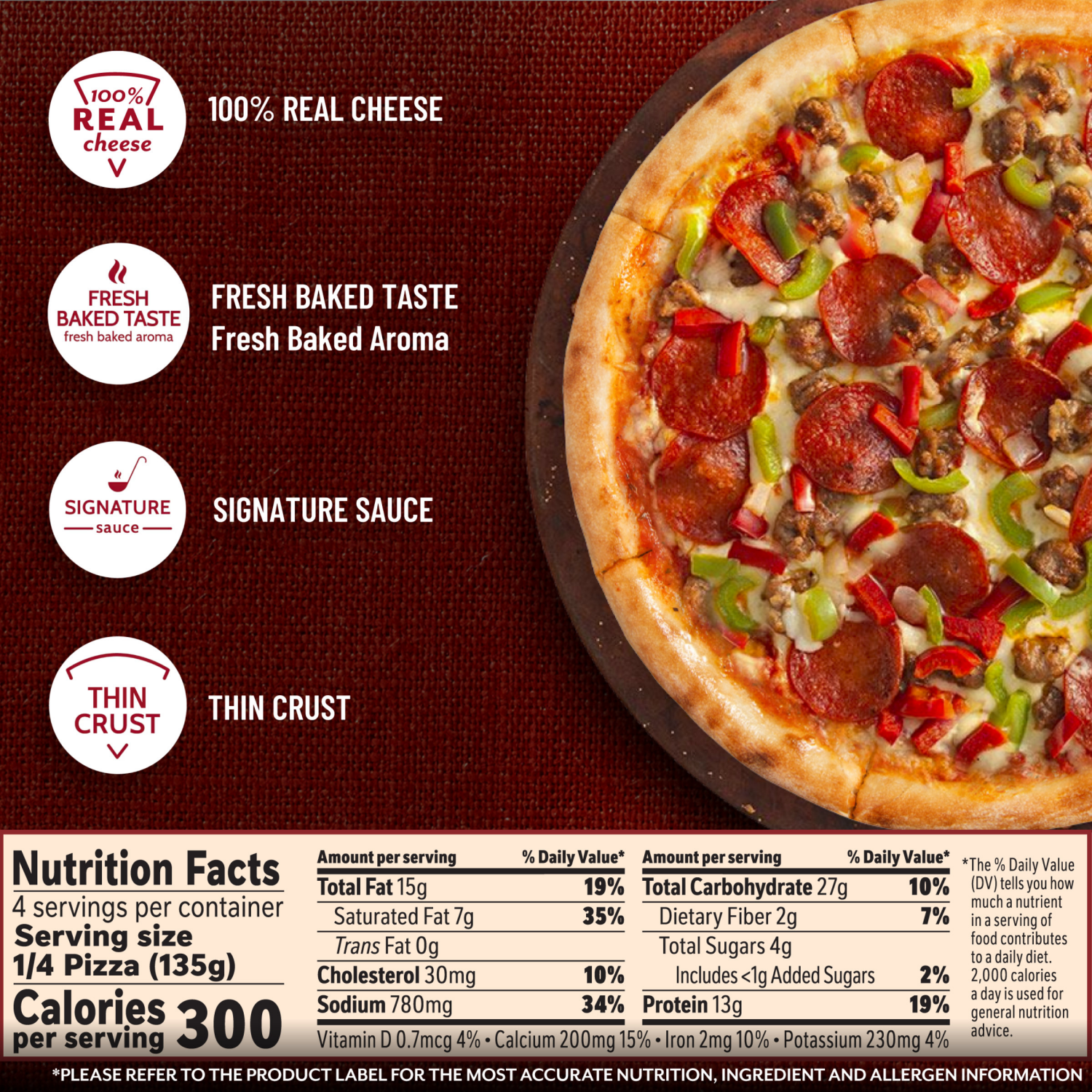 slide 3 of 7, DiGiorno Classic Thin Crust Supreme Pizza 19.1oz Package, 19.1 oz