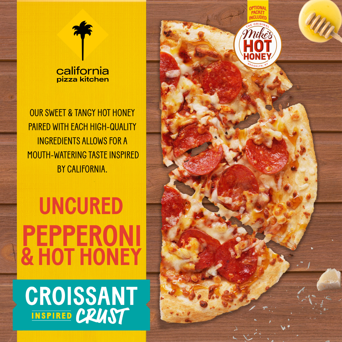 slide 27 of 29, California Pizza Kitchen Uncured Pepperoni & Hot Honey Frozen Pizza with Croissant Inspired Thin and Flaky Crust and Optional Mike's Hot Honey Drizzle 10.8 oz., 10.8 oz