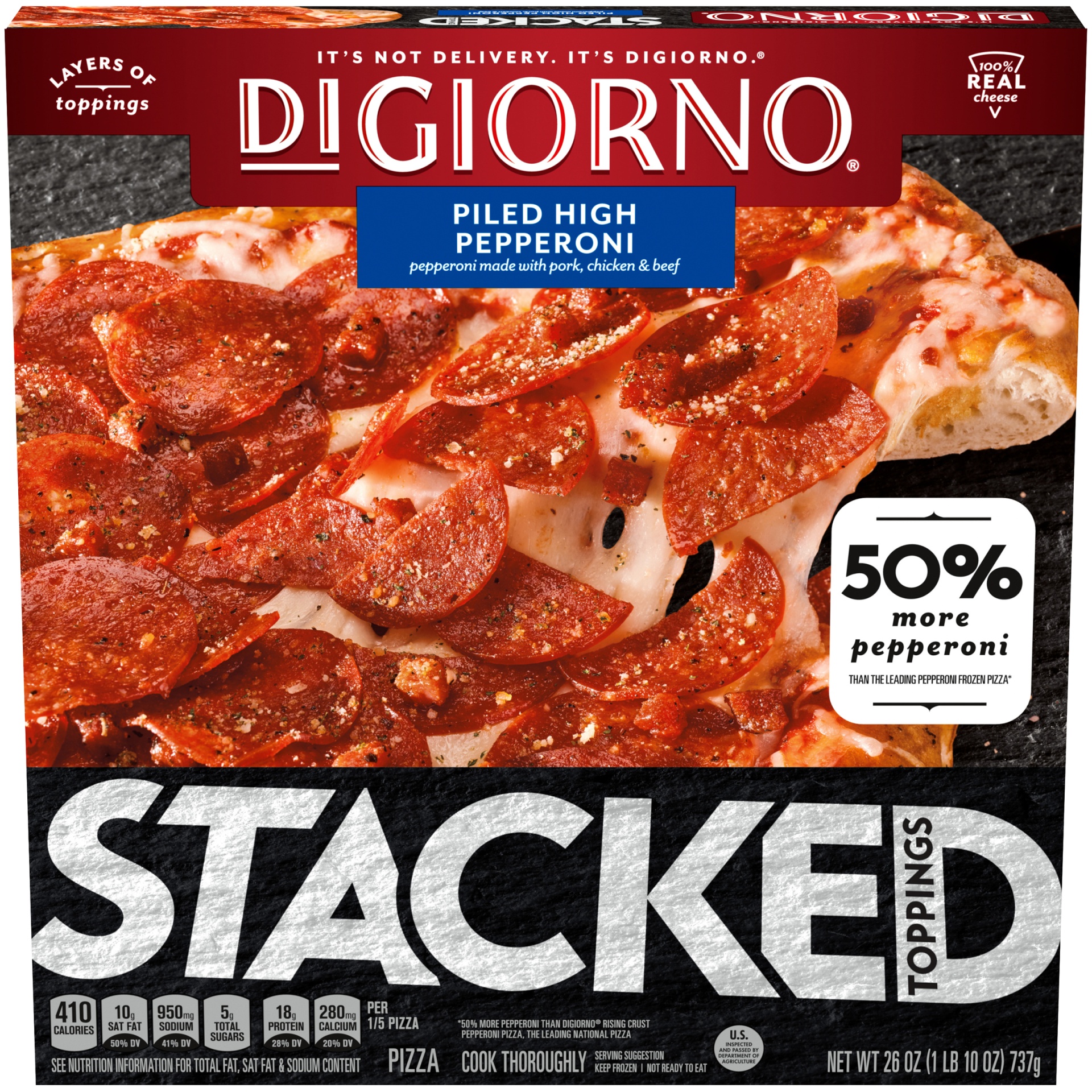 slide 8 of 10, DiGiorno Stacked Pepperoni, 26 oz