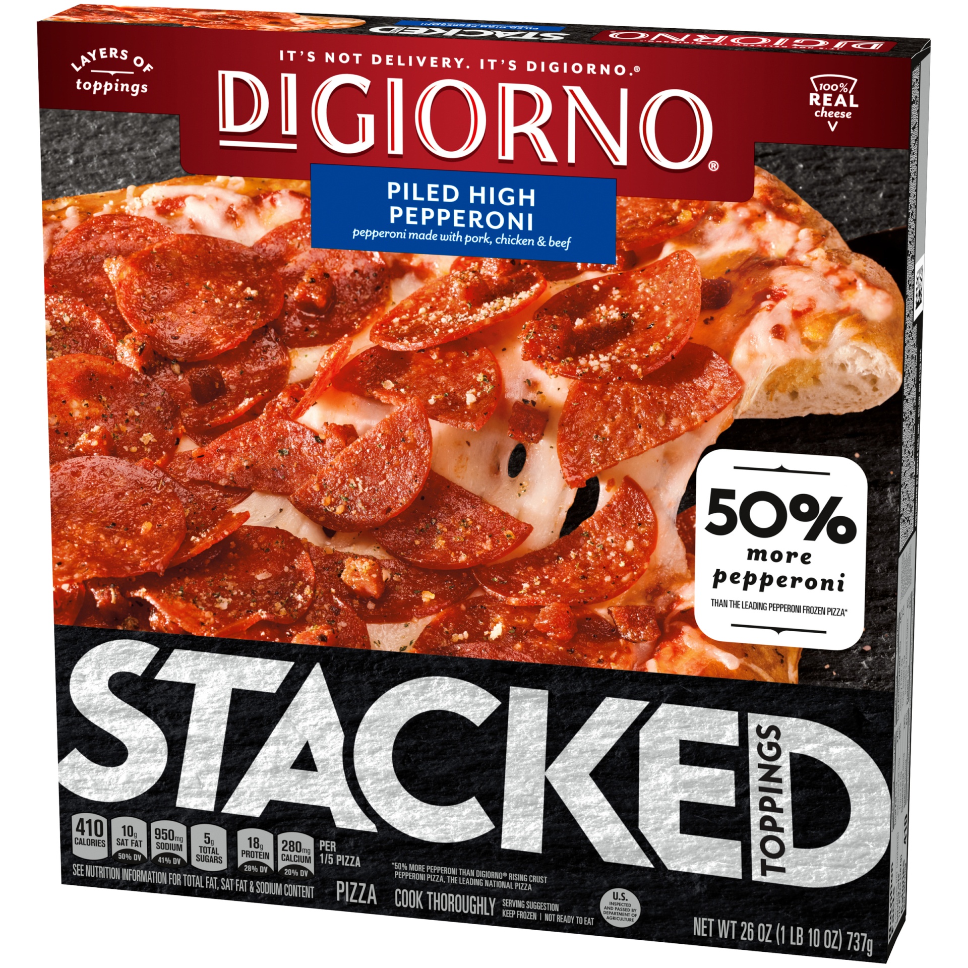 slide 10 of 10, DiGiorno Stacked Pepperoni, 26 oz