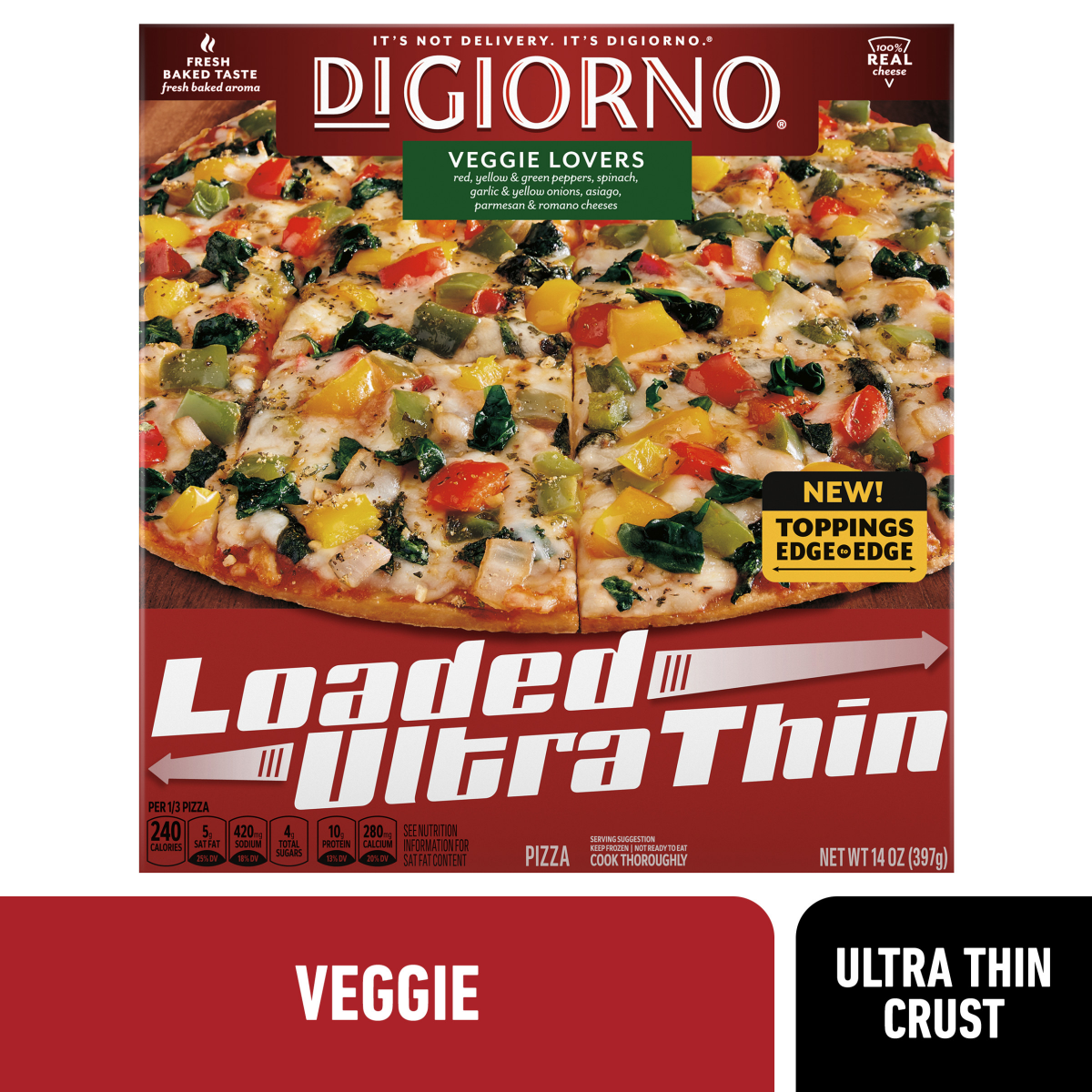 slide 1 of 29, DiGiorno Frozen Pizza UltraTHCRLoadedVegLvrsPza14x14oz, 14 oz