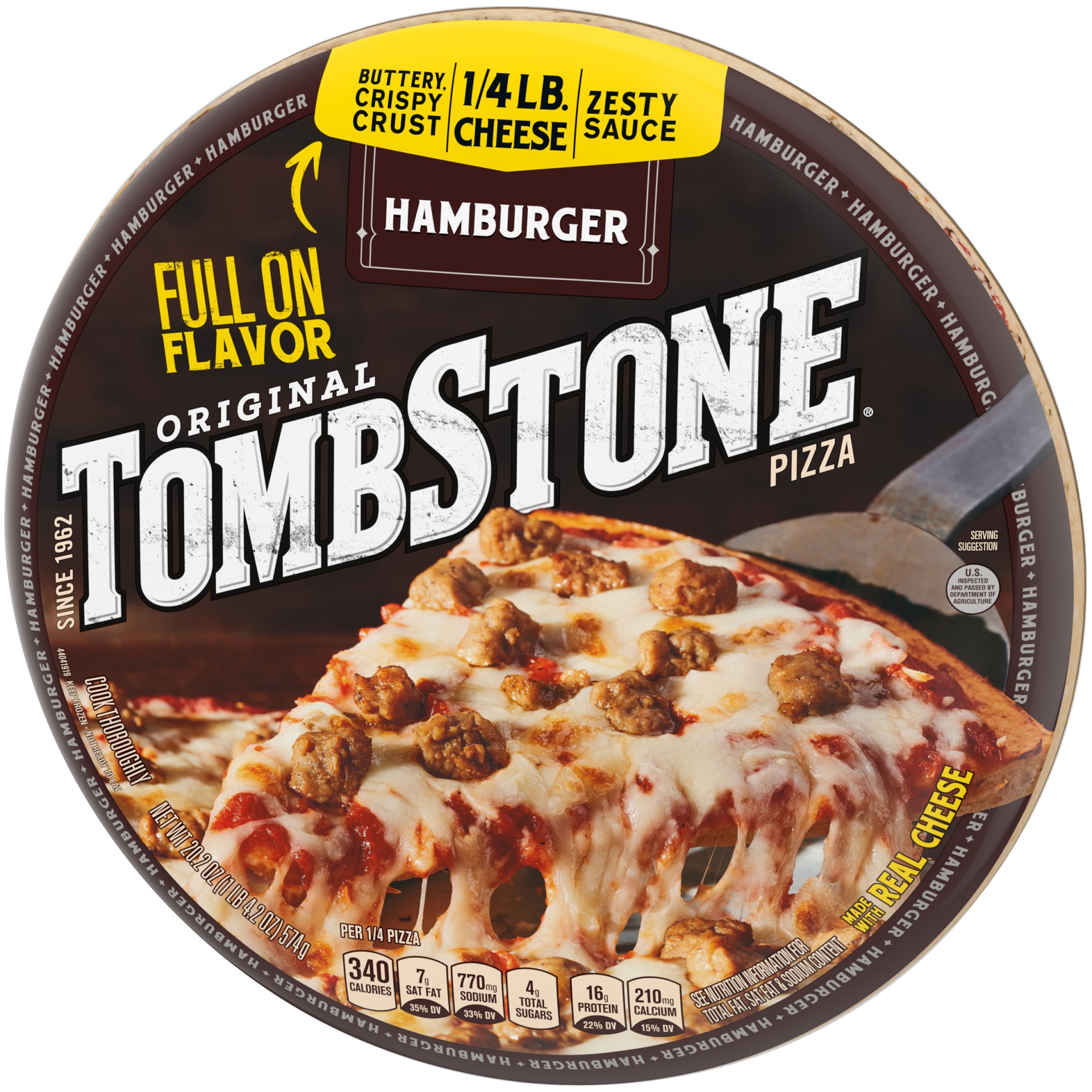 slide 9 of 10, Tombstone Hamburger Frozen Pizza, 20.2 oz