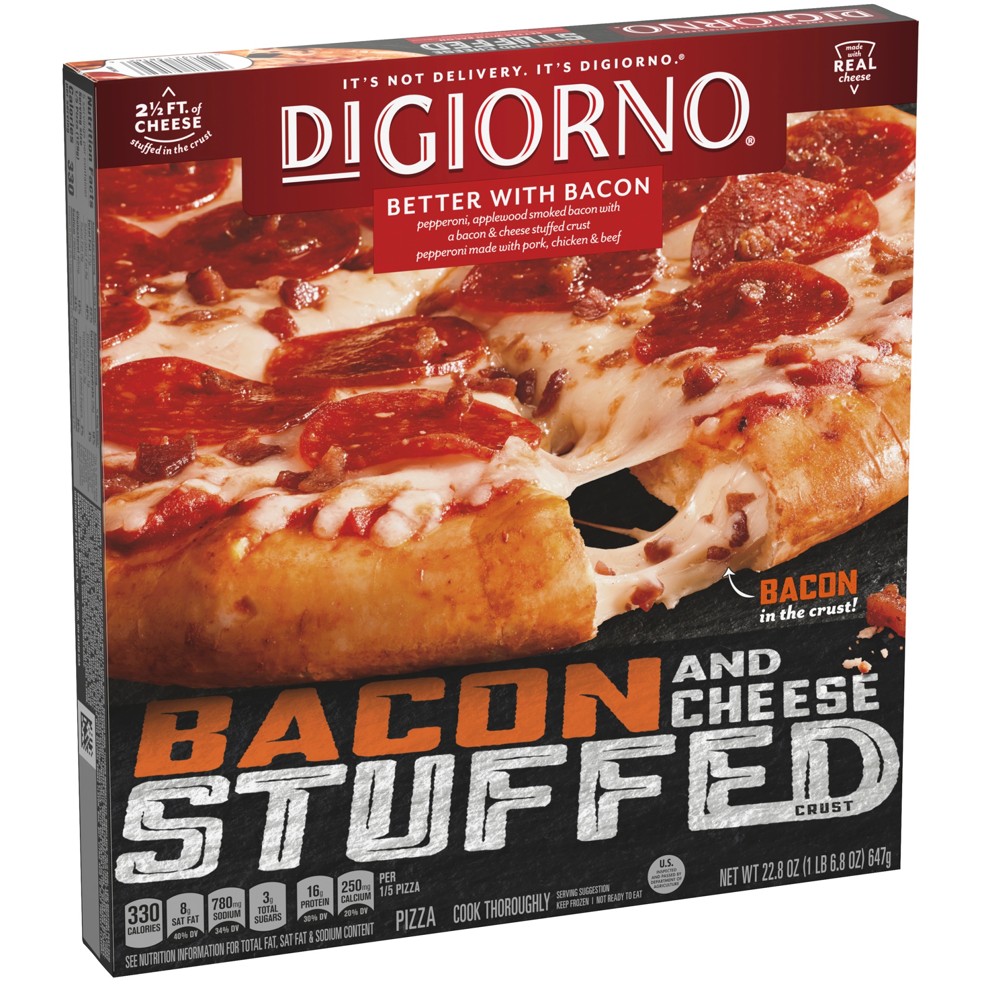 slide 3 of 6, DiGiorno Bacon & Cheese Stuffed Crust Better with Bacon Pizza, 22.8 oz
