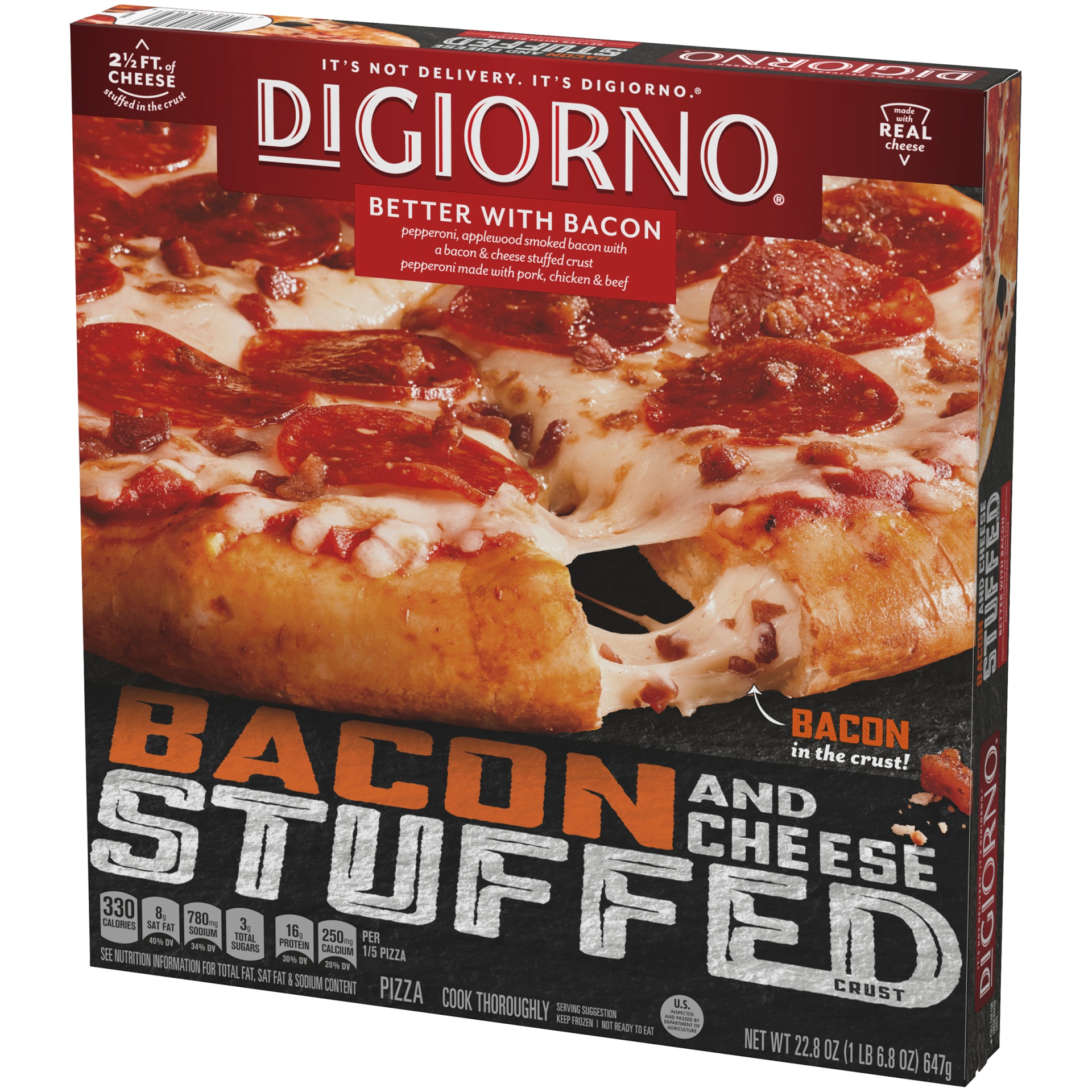 slide 4 of 6, DiGiorno Bacon & Cheese Stuffed Crust Better with Bacon Pizza, 22.8 oz