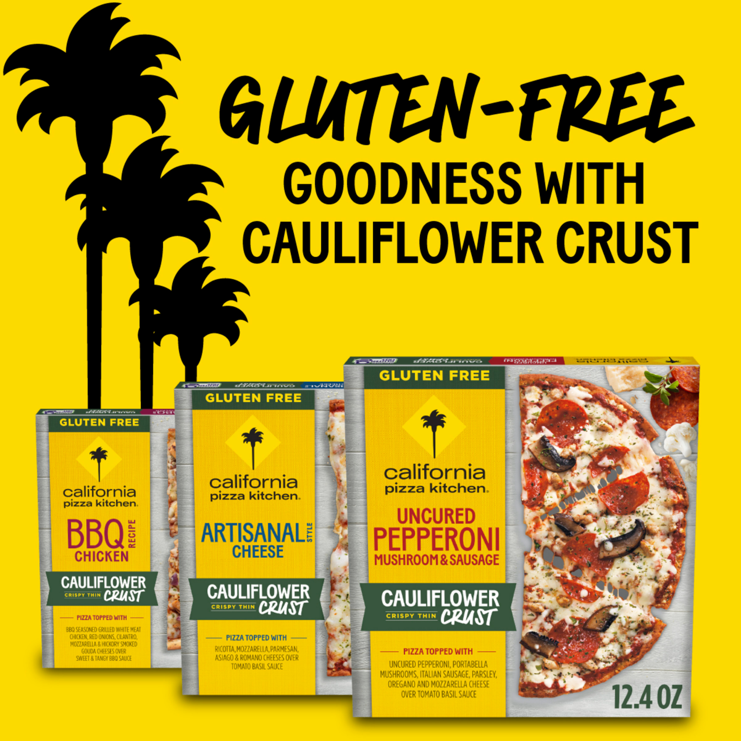 slide 8 of 8, California Pizza Kitchen Uncured Pepperoni, Mushroom, Sausage, Cauliflower Crust, Frozen Pizza, 12.4 oz