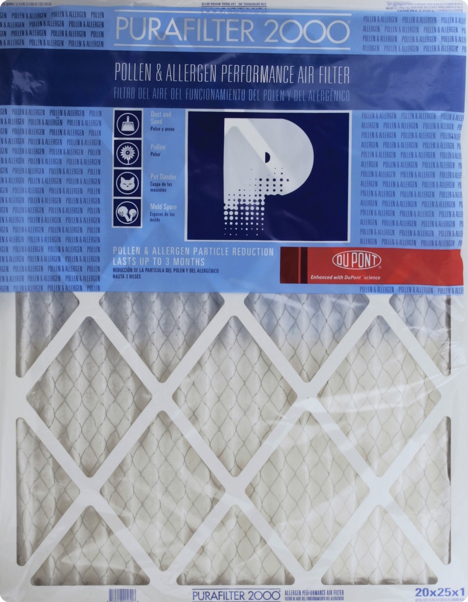 slide 2 of 4, Purafilter 2000 Air Filter Pollen & Allergen Performance 20 x 25 x 1 Inch - Each, 1 ct