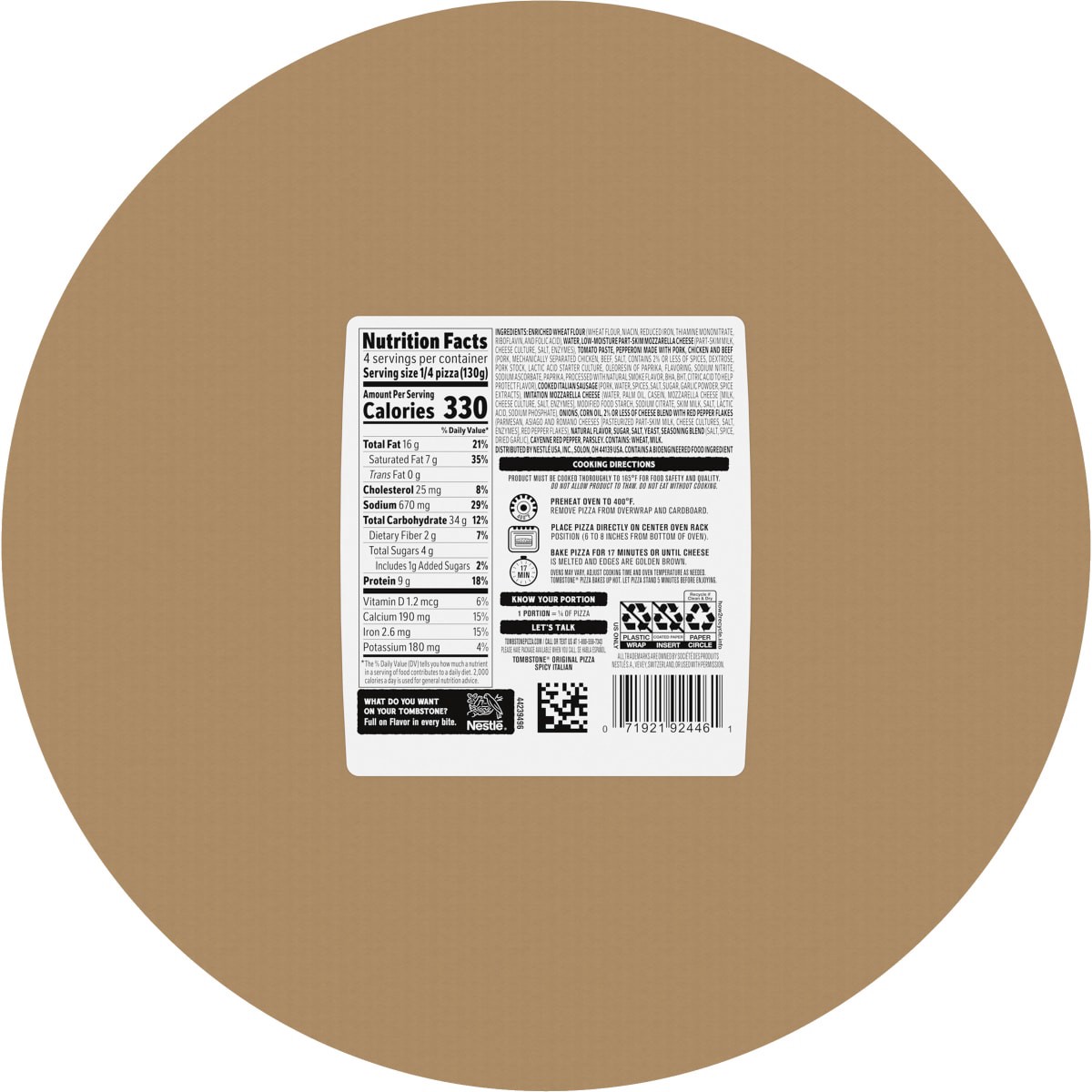 slide 10 of 21, Tombstone Spicy Italian Frozen Pizza, 18.4 oz