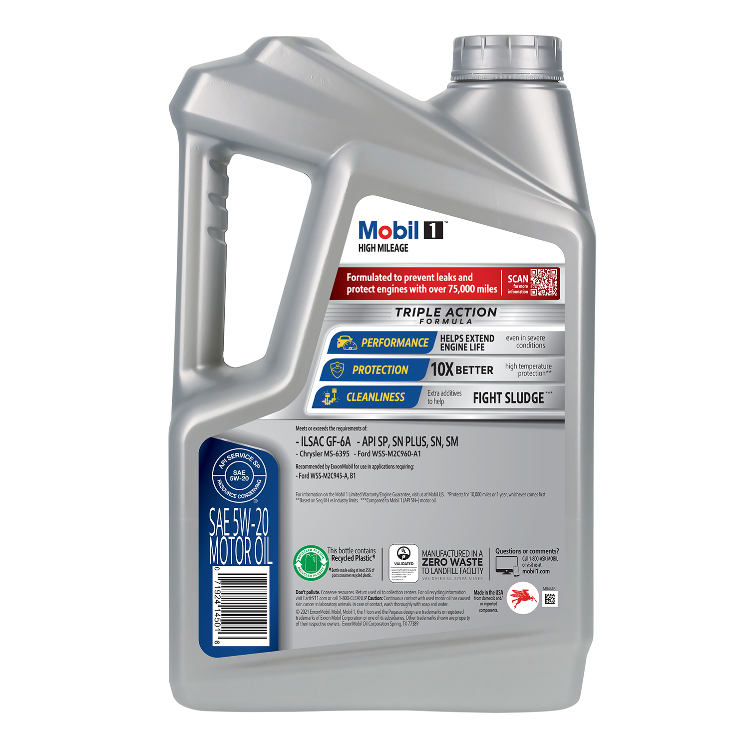 slide 2 of 7, Mobil 1 High Mileage 5W-20 Advanced Full Synthetic Motor Oil 5 qt, 5 qt