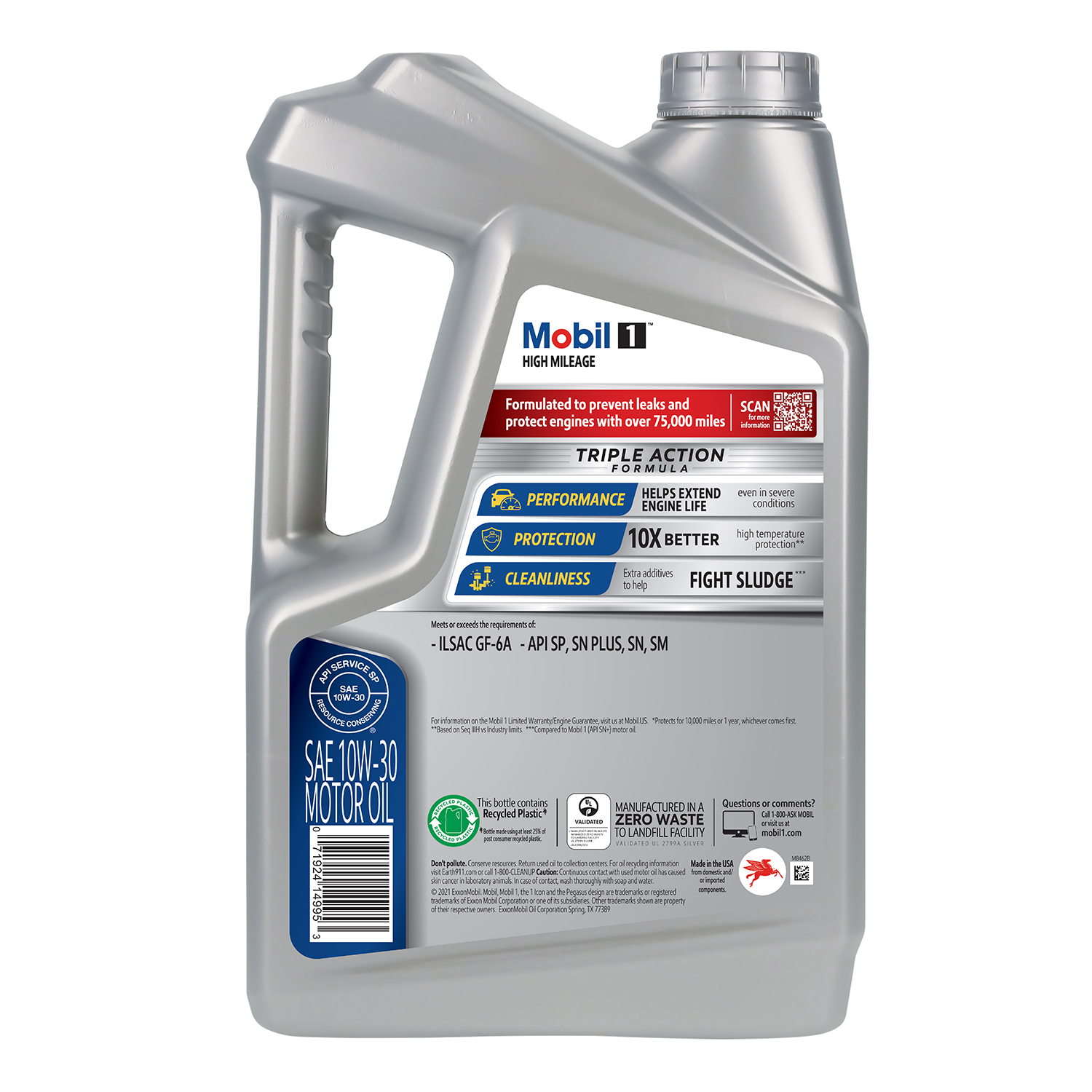 slide 2 of 7, Mobil 1 High Mileage Full Synthetic Motor Oil 10W-30, 5 Quart, 5 qt