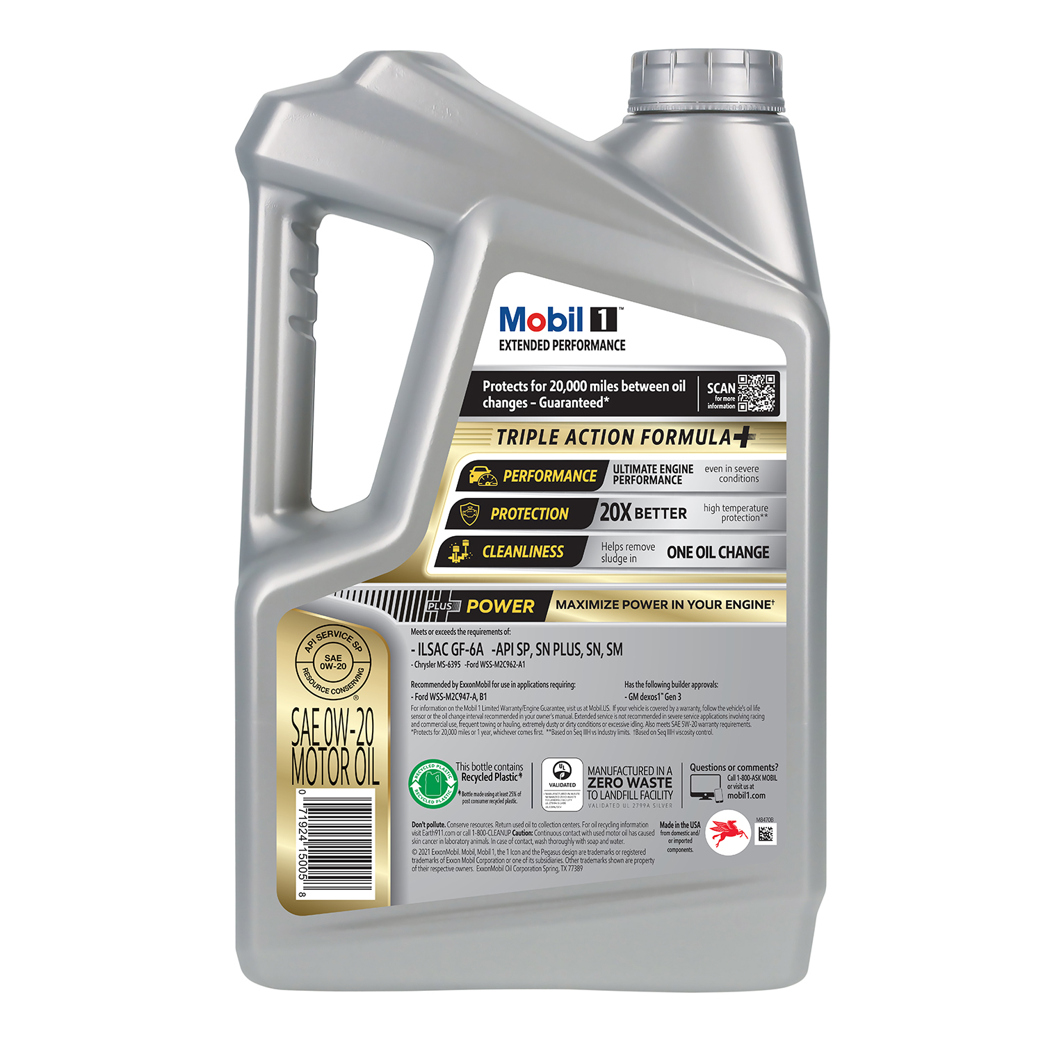 slide 2 of 7, Mobil 1 Extended Performance Full Synthetic Motor Oil 0W-20, 5 Quart, 5 qt