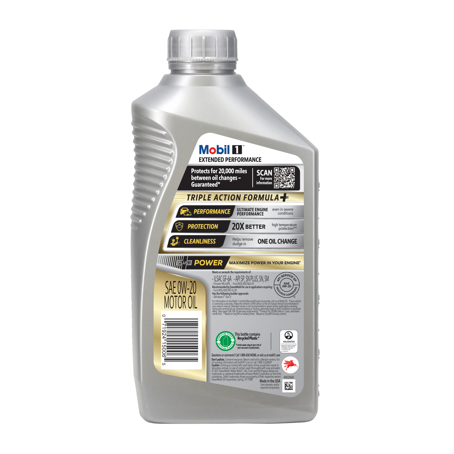slide 2 of 7, Mobil 1 Extended Performance Full Synthetic Motor Oil 0W-20, 1 Quart, 1 qt