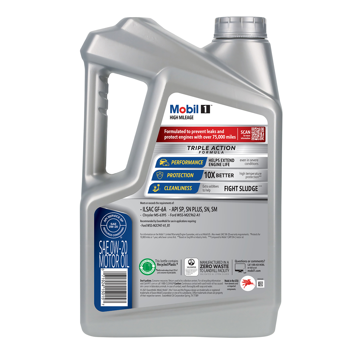 slide 2 of 7, Mobil High Mileage 0W-20 Advanced Full Synthetic Motor Oil 5 qt, 5 qt