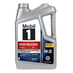 Mobil High Mileage 0W-20 Advanced Full Synthetic Motor Oil 5 qt