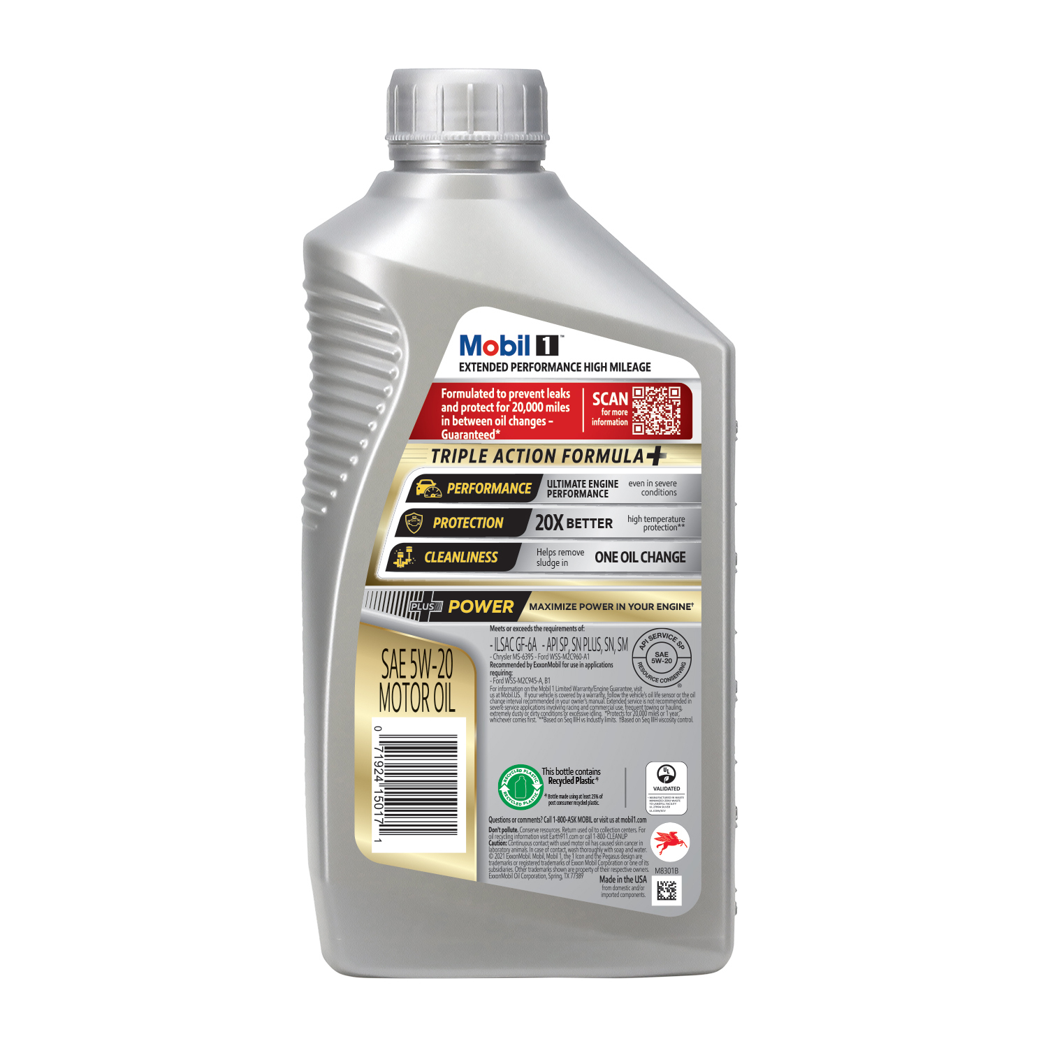 slide 2 of 7, Mobil 1 Extended Performance High Mileage Full Synthetic Motor Oil 5W-20, 1 Quart, 1 qt