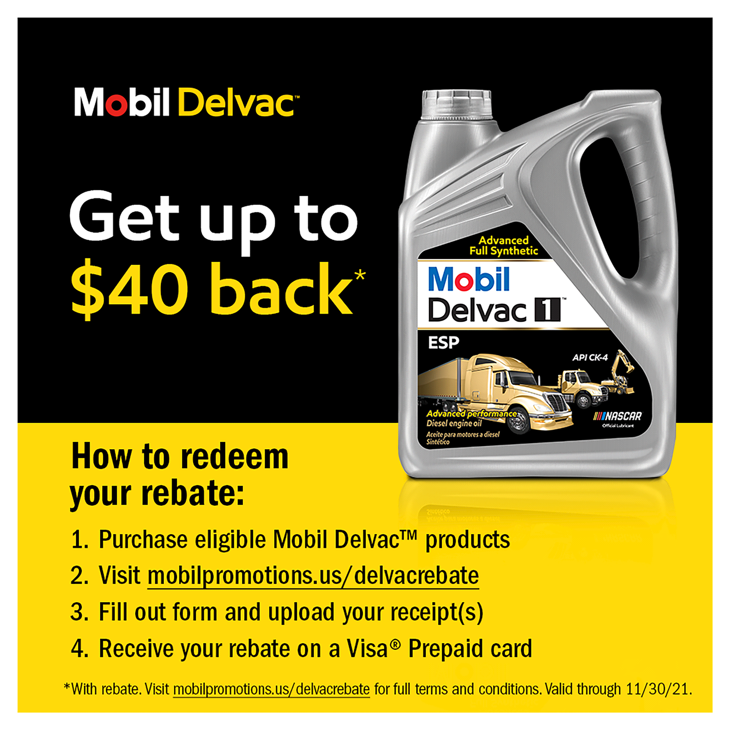 slide 2 of 2, Mobil Delvac 1 ESP Heavy Duty Full Synthetic Diesel Engine Oil 5W-40, 1 gal
