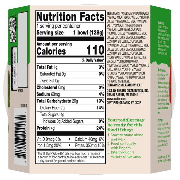 slide 20 of 21, True Goodness Organic Cheese and Spinach Ravioli in sauce, 1 ct