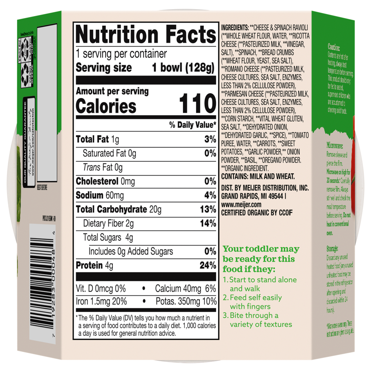 slide 8 of 21, True Goodness Organic Cheese and Spinach Ravioli in sauce, 1 ct
