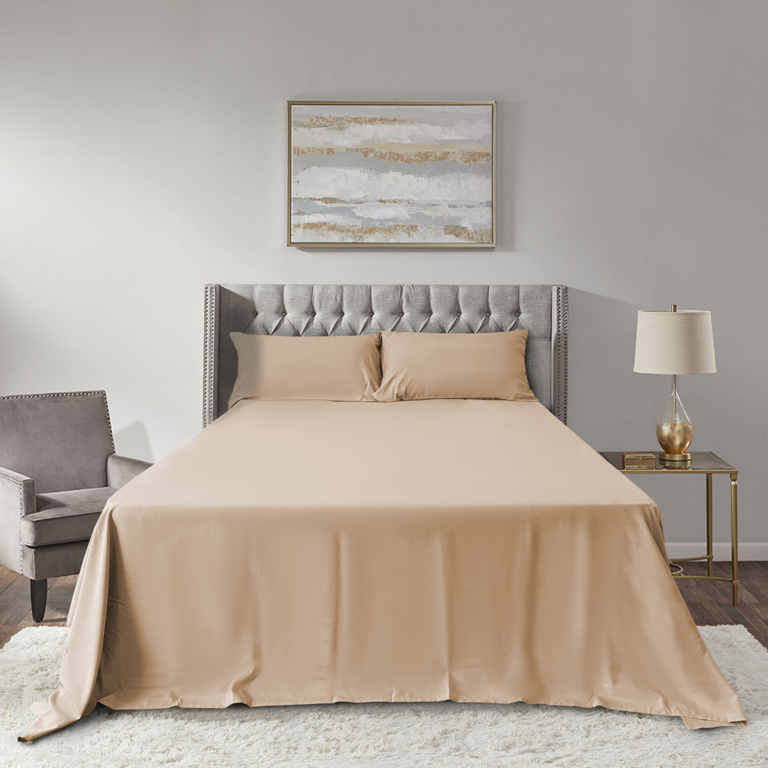 slide 3 of 4, Havenstay Sheets, King, Tan, King Size