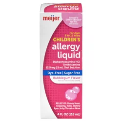 Meijer Dye-Free Childrens Allergy Liquid, Bubble Gum Flavor