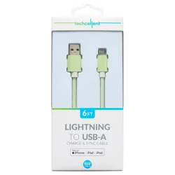 Techcellent Lightning To Usb-A Charge & Sync Braided Cable, 6ft Green