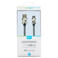 Techcellent Lightning To Usb-A Charge & Sync Braided Cable, 6ft Green Swirl