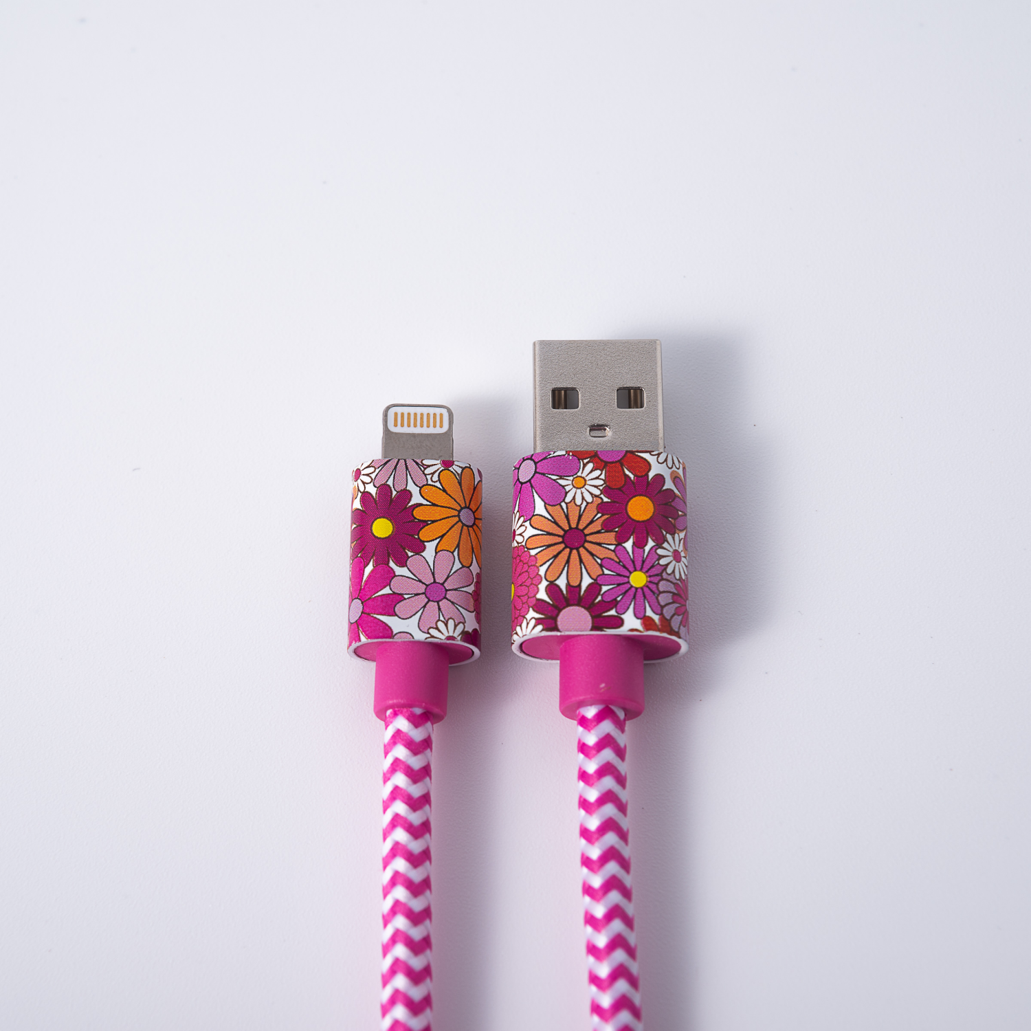 slide 3 of 7, Techcellent Lightning To Usb-A Charge & Sync Braided Cable, 6ft Floral, 6 ft