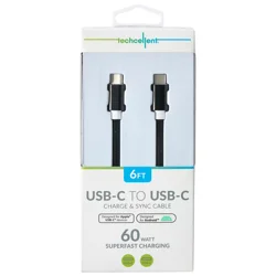 Techcellent Usb-C To Usb-C Charge & Sync Braided Cable, 6ft Black