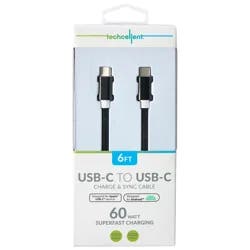 Techcellent Usb-C To Usb-C Charge & Sync Braided Cable, 6ft Black