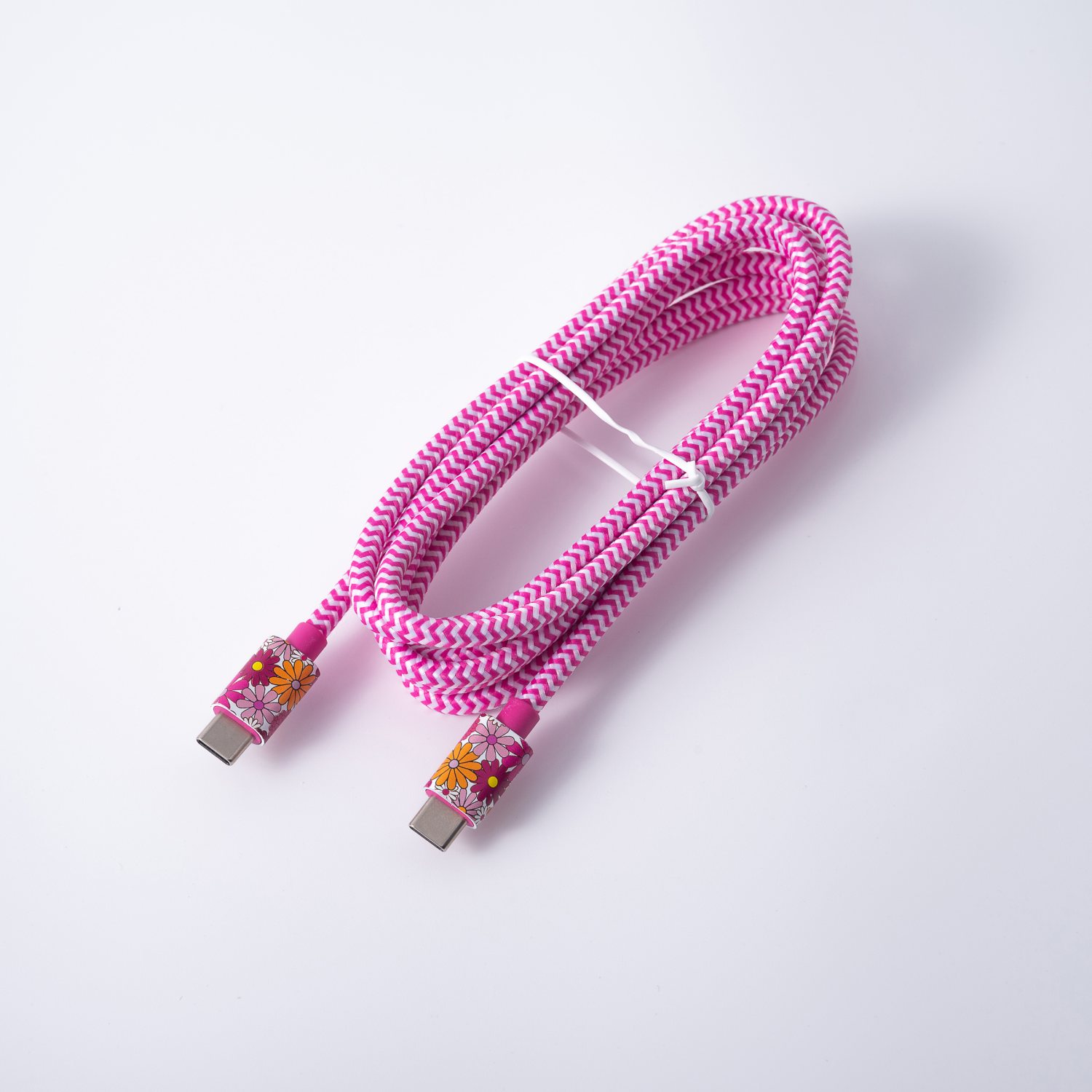 slide 5 of 5, Techcellent Usb-C To Usb-C Charge & Sync Braided Cable, 6ft Floral, 6 ft