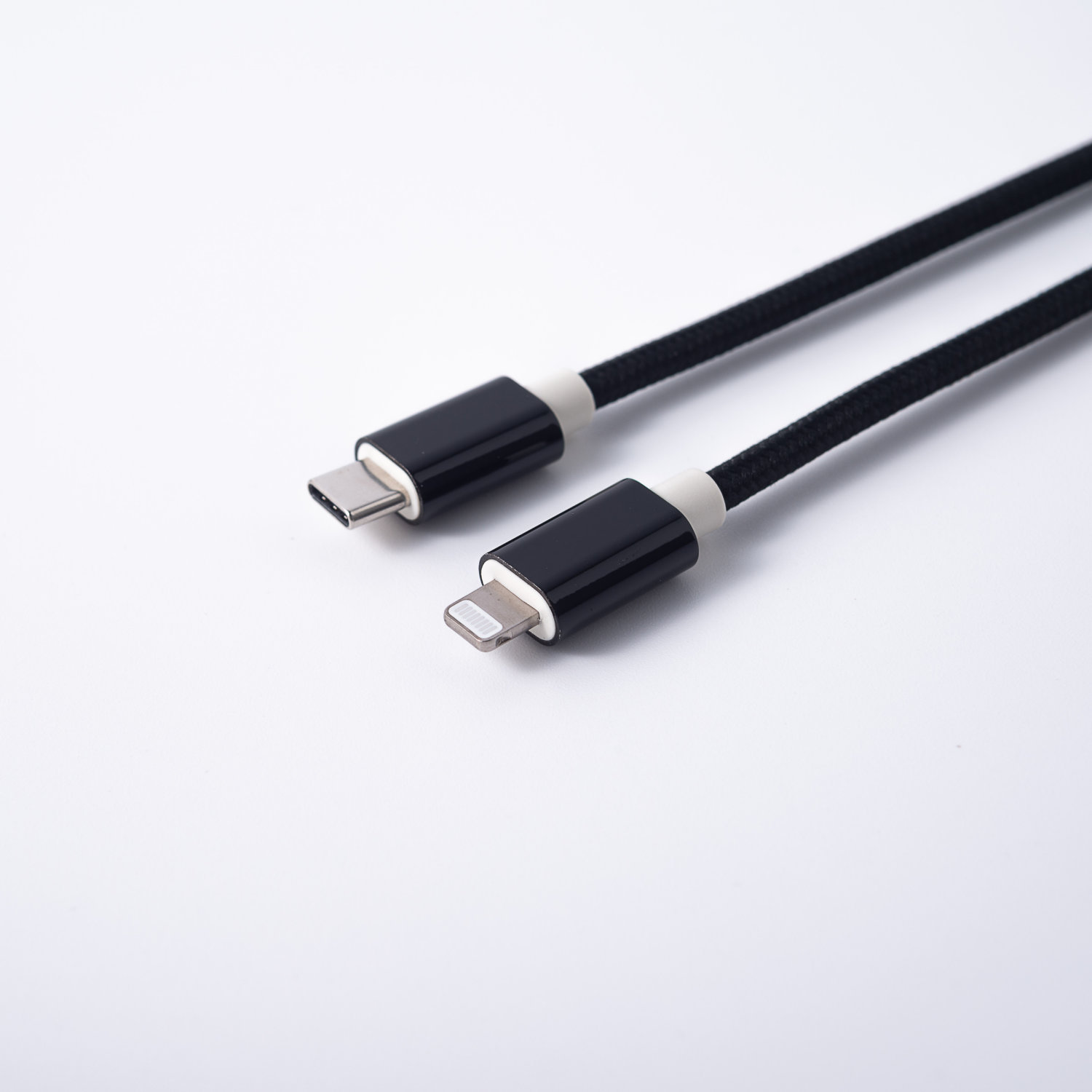 slide 4 of 8, Techcellent Lightning To Usb-C Charge & Sync Braided Cable, 6ft Black, 6 ft