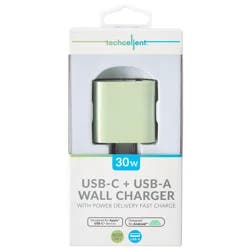 Techcellent Usb-A And Usb C Pd Wall Charger, 30w Green