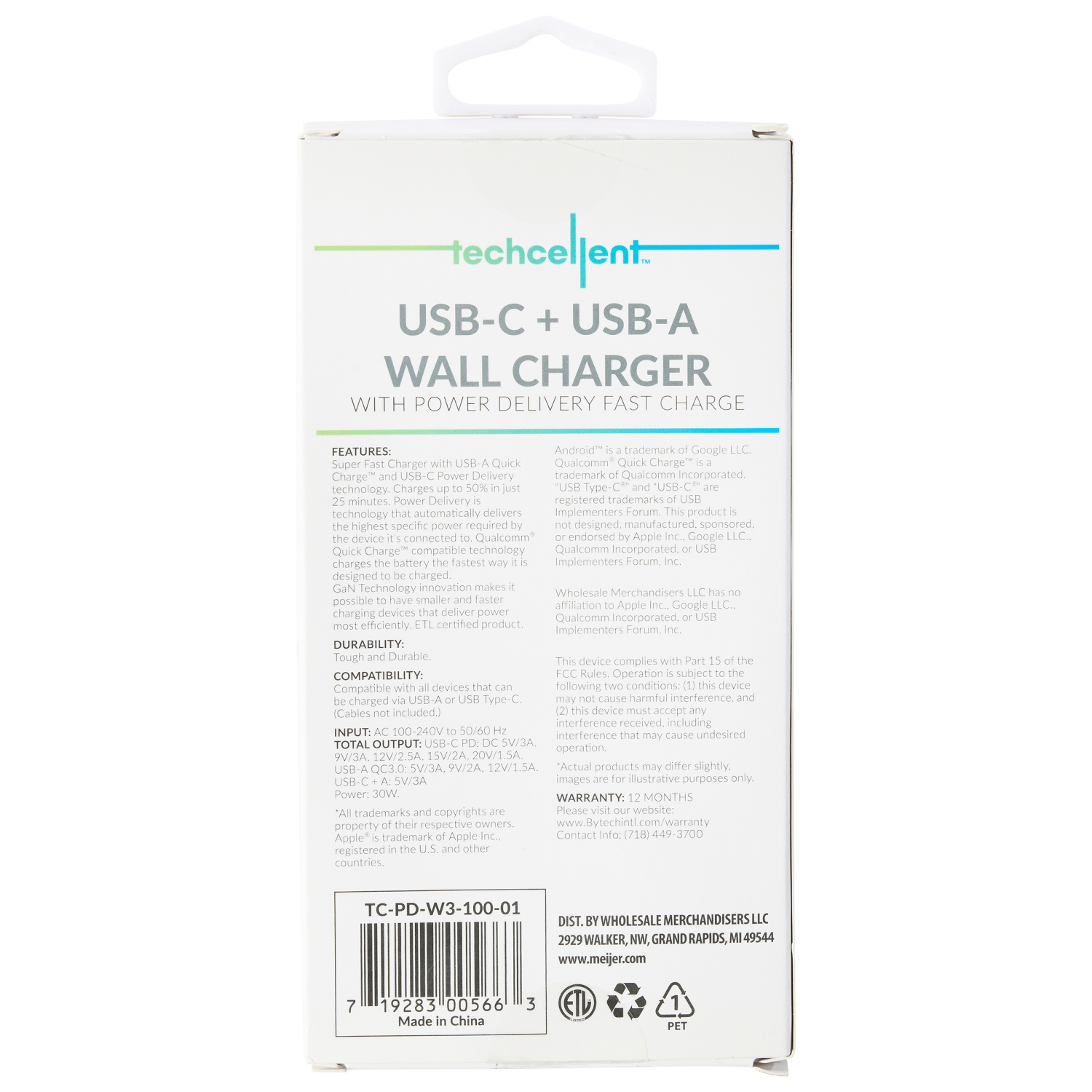 slide 2 of 8, Techcellent Usb-A And Usb C Pd Wall Charger, 30w Floral, 1 ct