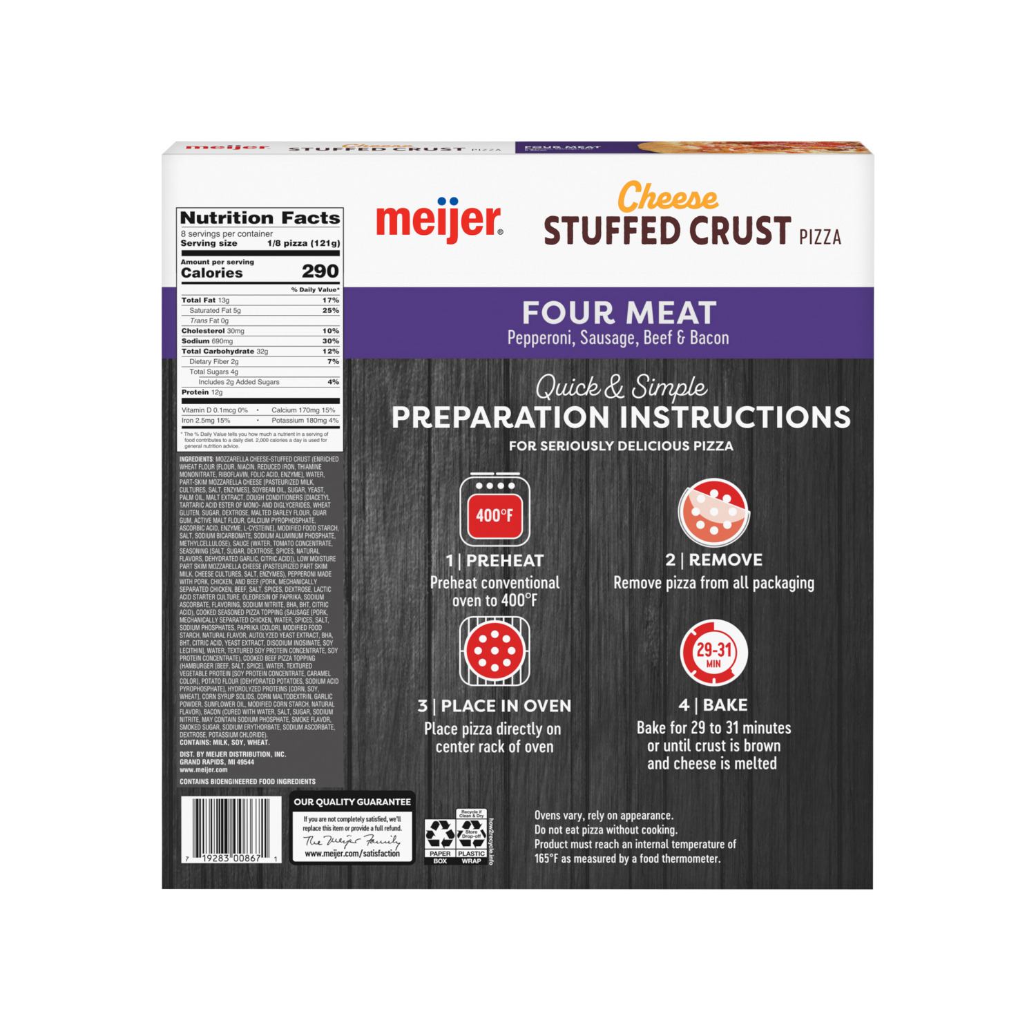 slide 2 of 4, Meijer Four Meat Cheese Stuffed Crust Pizza, 34.15 oz