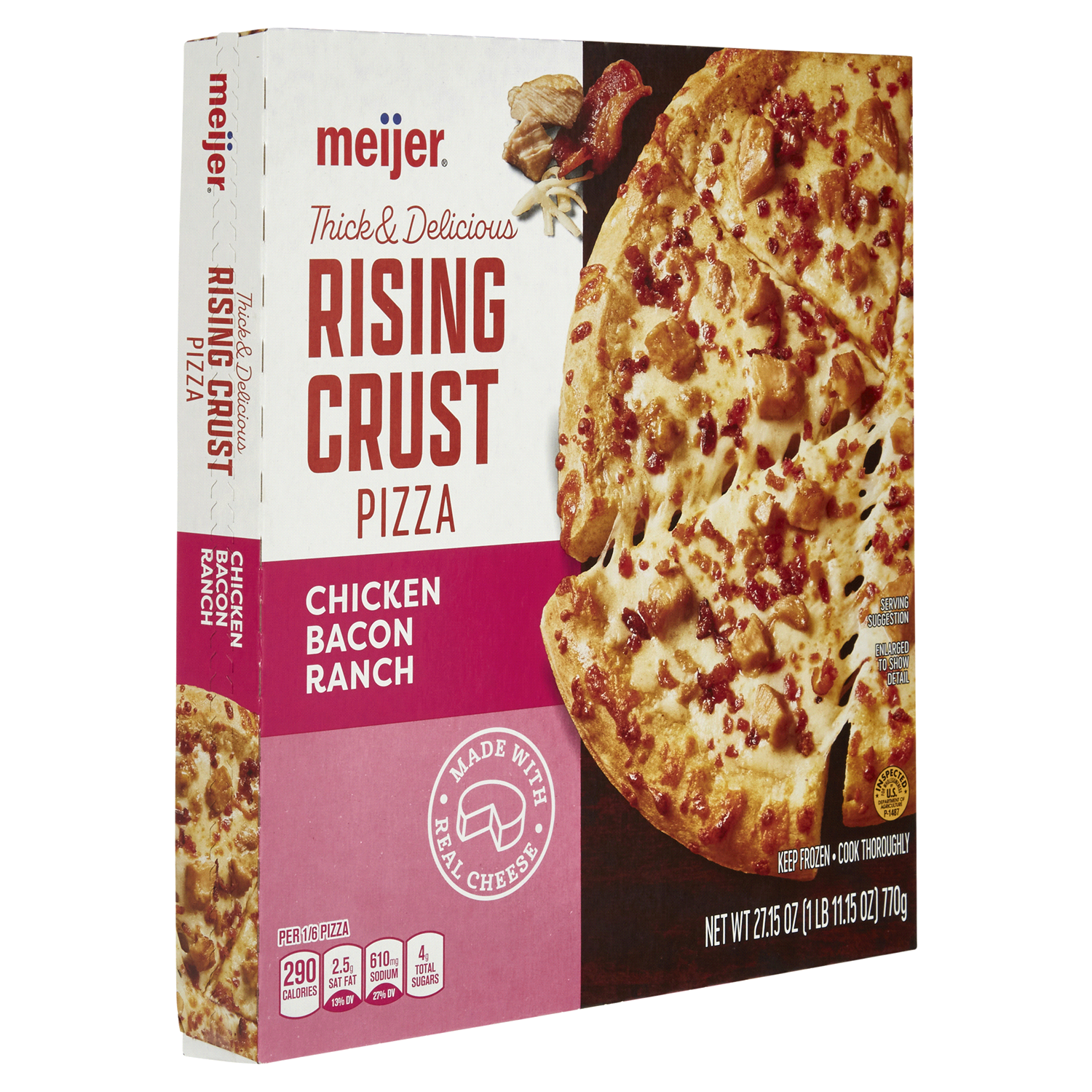 slide 4 of 5, Meijer Rising Crust Chicken Bacon Ranch Pizza, 27.15 oz