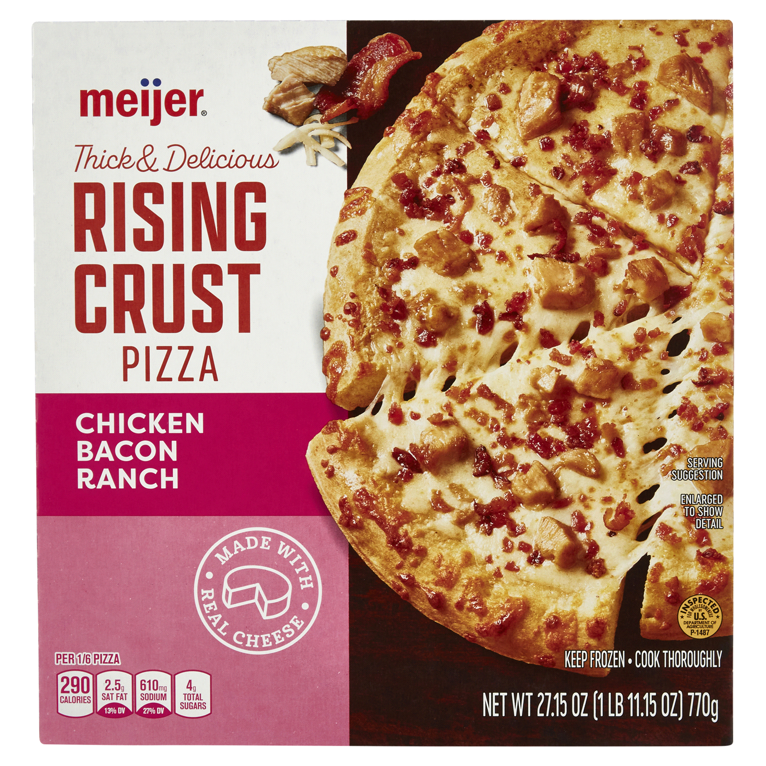 slide 1 of 5, Meijer Rising Crust Chicken Bacon Ranch Pizza, 27.15 oz