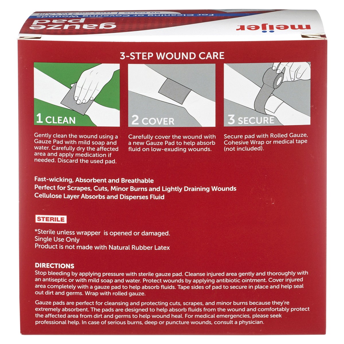 slide 2 of 2, Meijer Gauze Pads, Sterile, 4" x 4", 50 ct