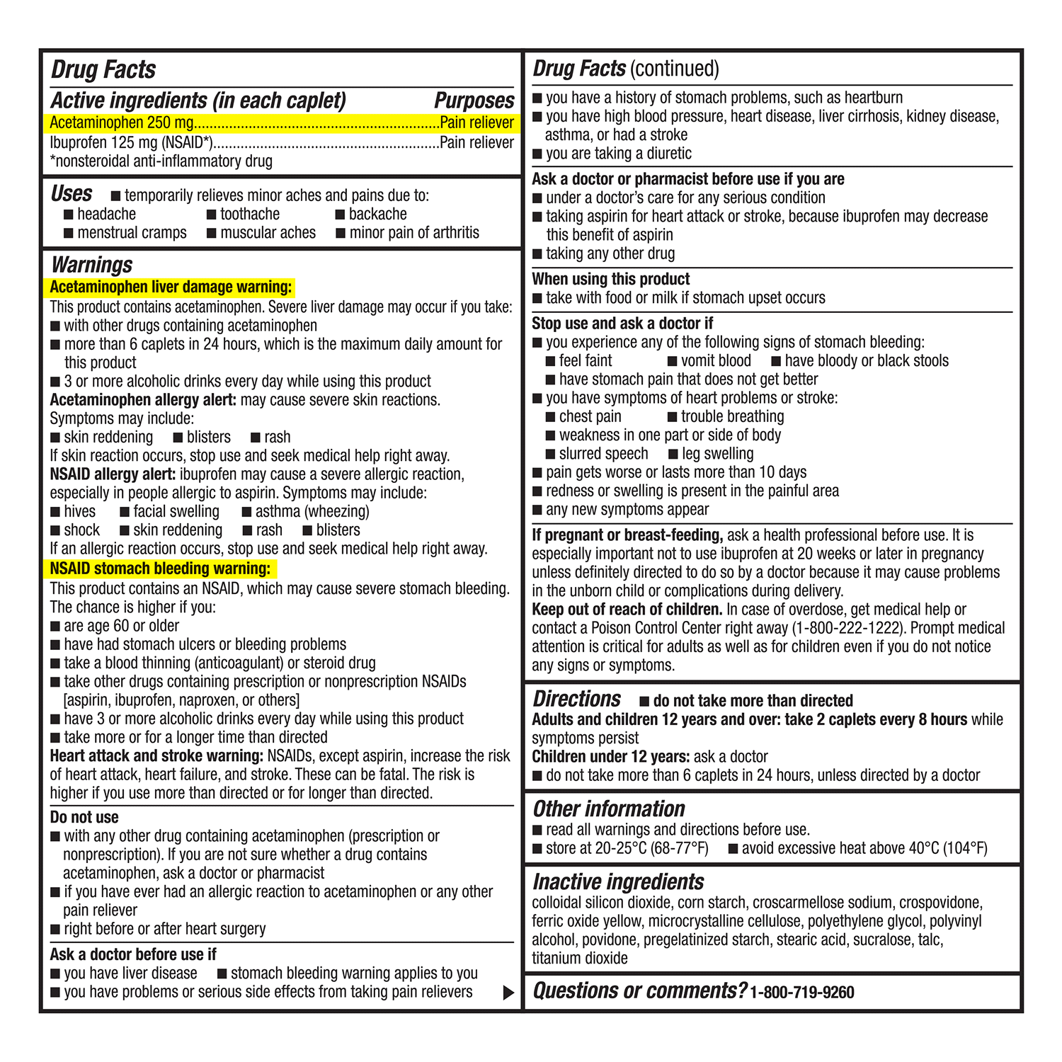 slide 4 of 5, Meijer Dual Action Acetaminophen 250 mg and Ibuprofen (NSAID) 125 mg Tablets, 216 Count, 250 mg, 125 mg, 216 ct