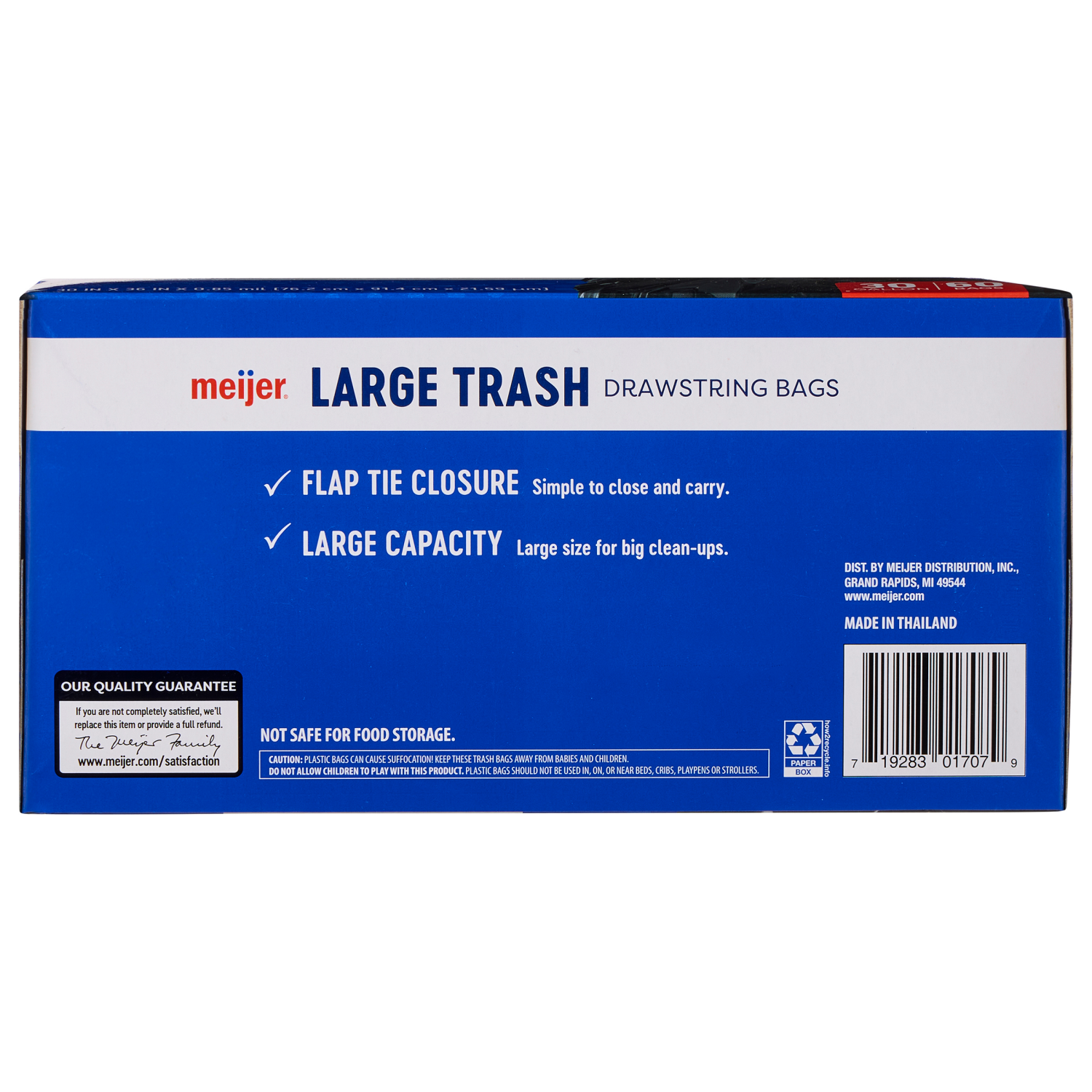 slide 2 of 8, MEIJER TRASH BAG FLAP TIE 30GAL 60CT, 30 gal, 60 ct