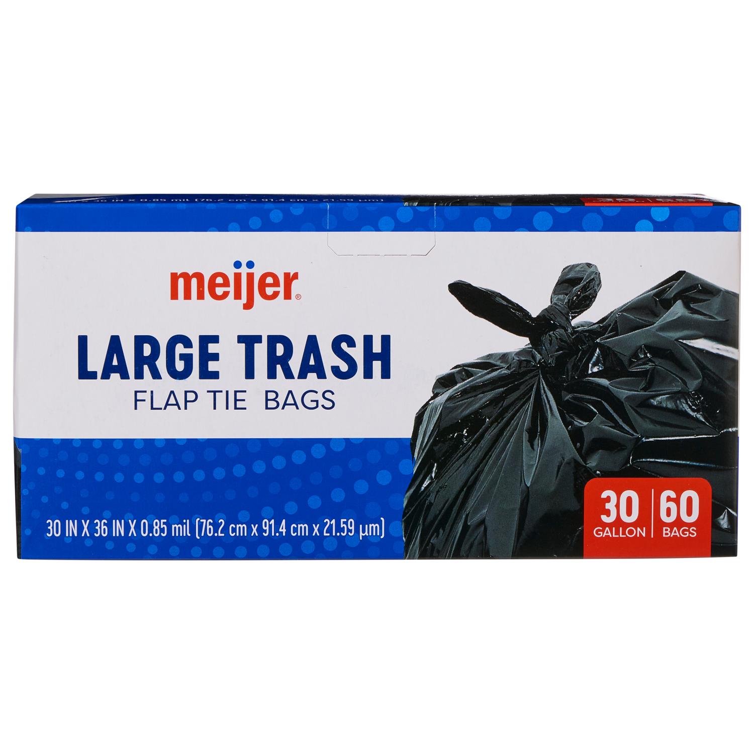 slide 4 of 8, MEIJER TRASH BAG FLAP TIE 30GAL 60CT, 30 gal, 60 ct