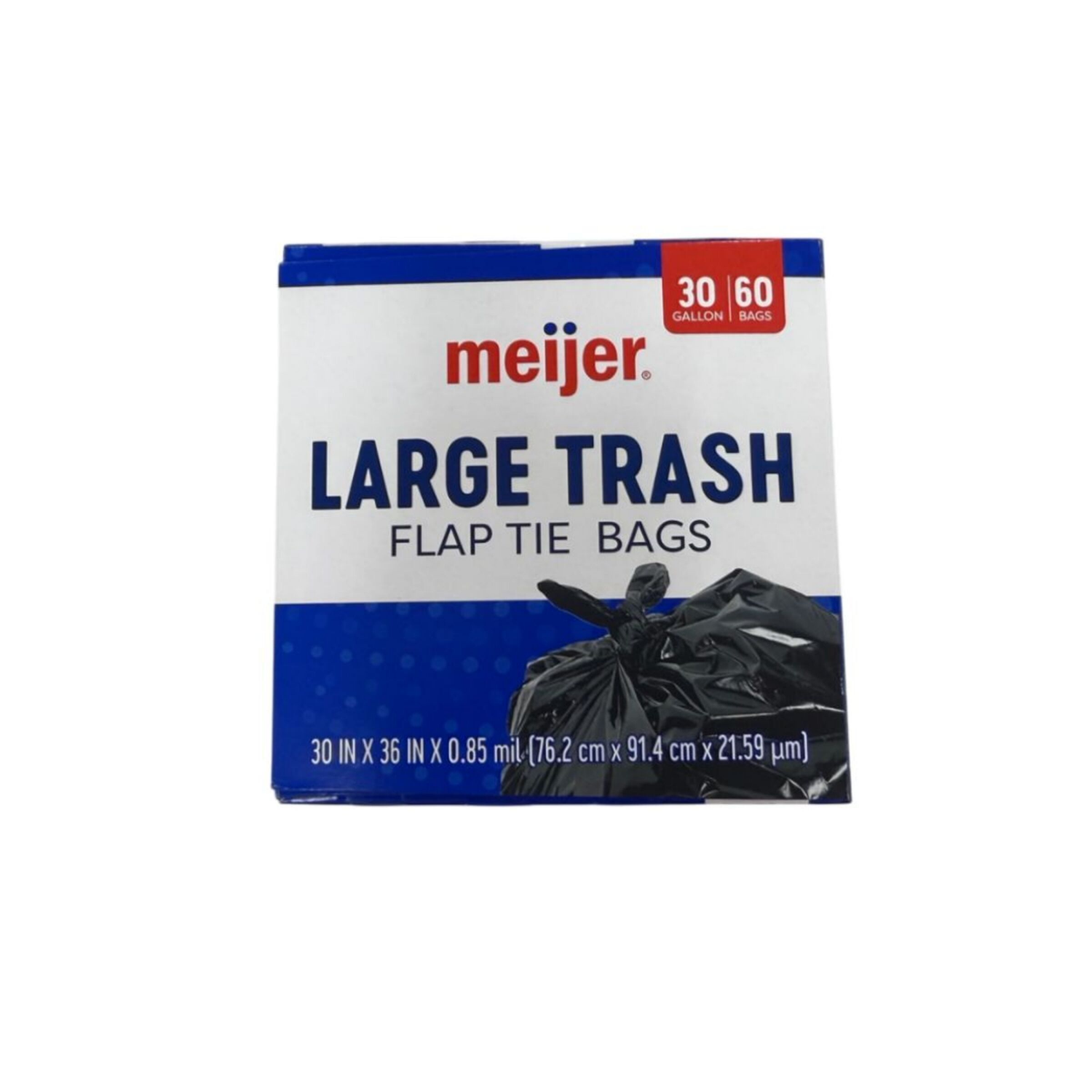 slide 5 of 8, MEIJER TRASH BAG FLAP TIE 30GAL 60CT, 30 gal, 60 ct