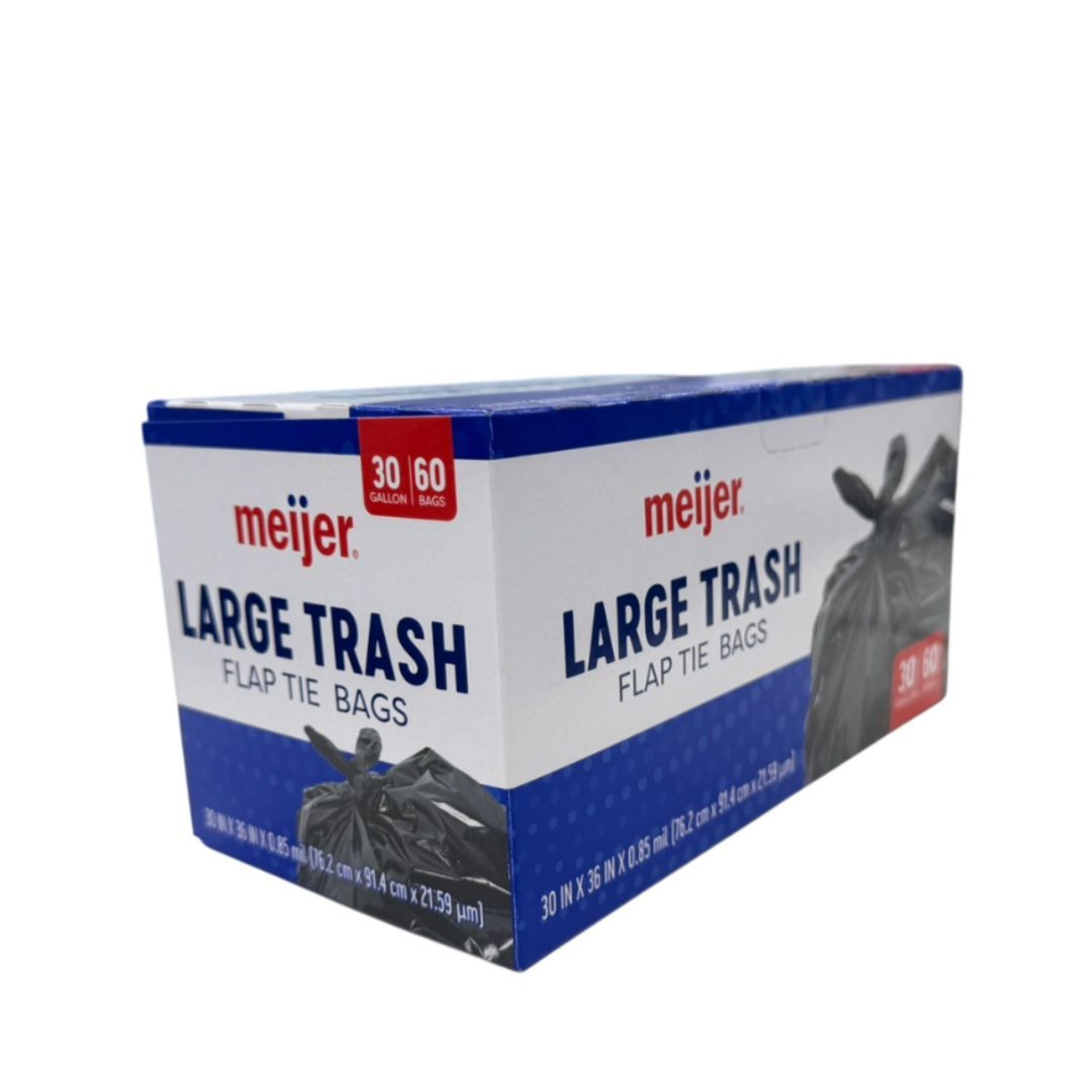 slide 6 of 8, MEIJER TRASH BAG FLAP TIE 30GAL 60CT, 30 gal, 60 ct