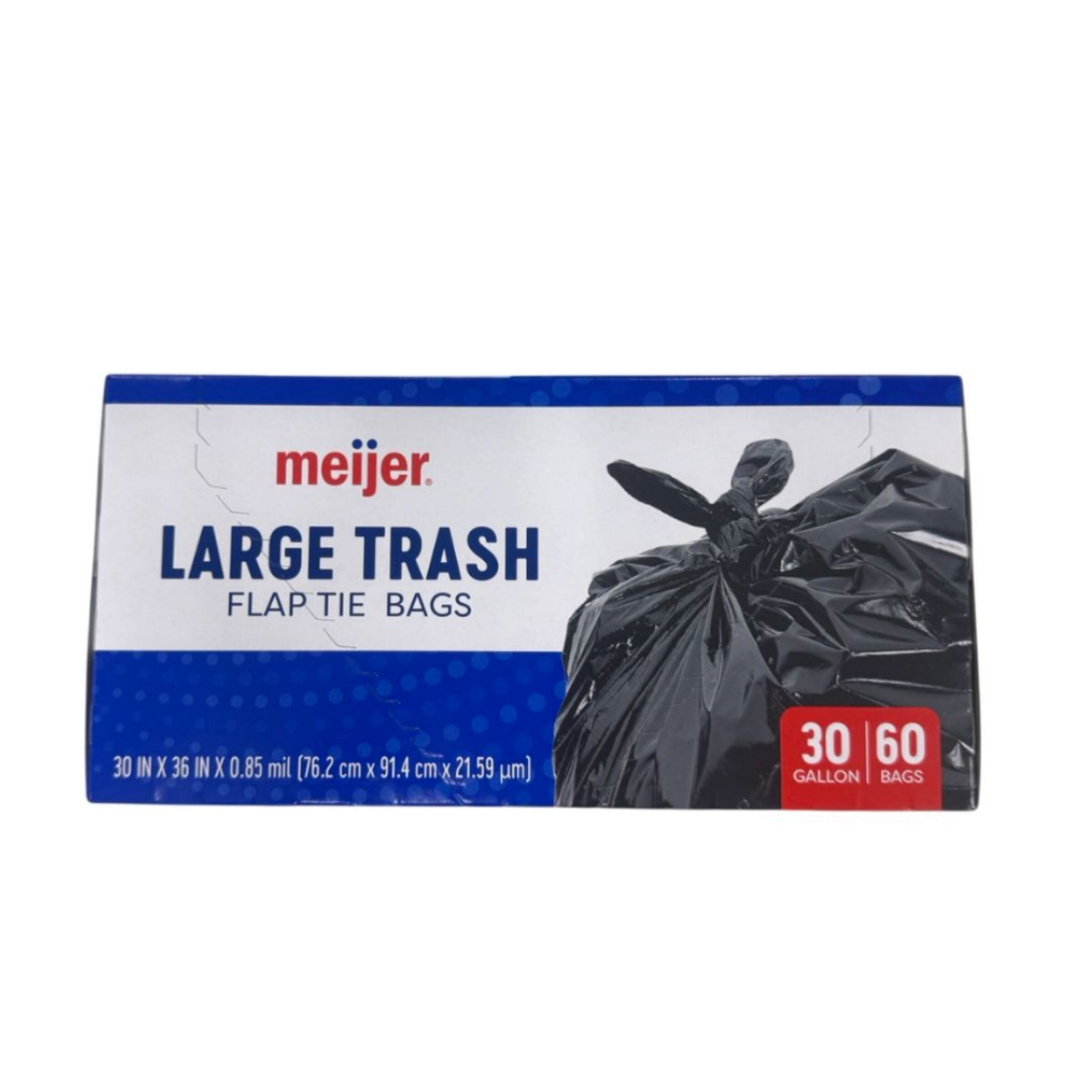 slide 8 of 8, MEIJER TRASH BAG FLAP TIE 30GAL 60CT, 30 gal, 60 ct
