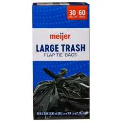 MEIJER TRASH BAG FLAP TIE 30GAL 60CT