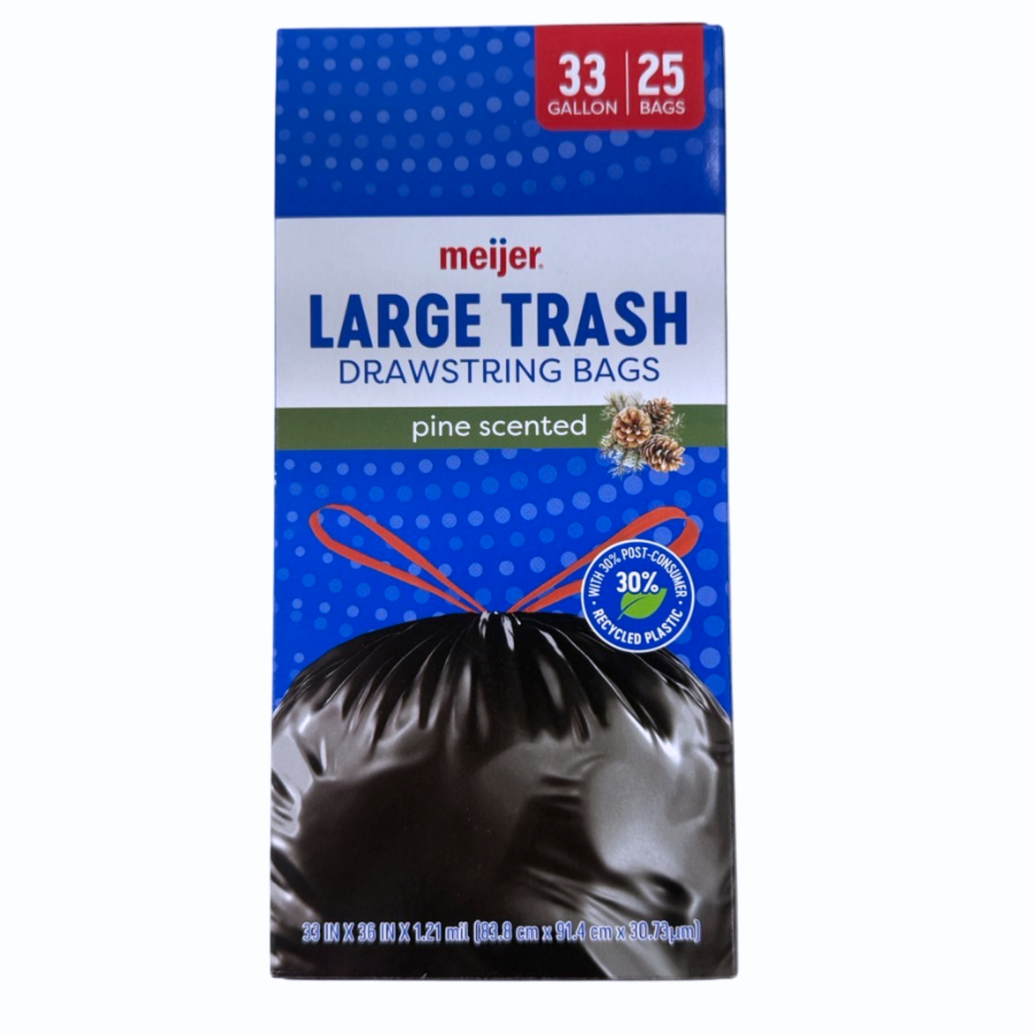 slide 2 of 8, Meijer Large Drawstring Trash Bags, Black, 33 Gal, 25 ct, 25 ct; 33 gal