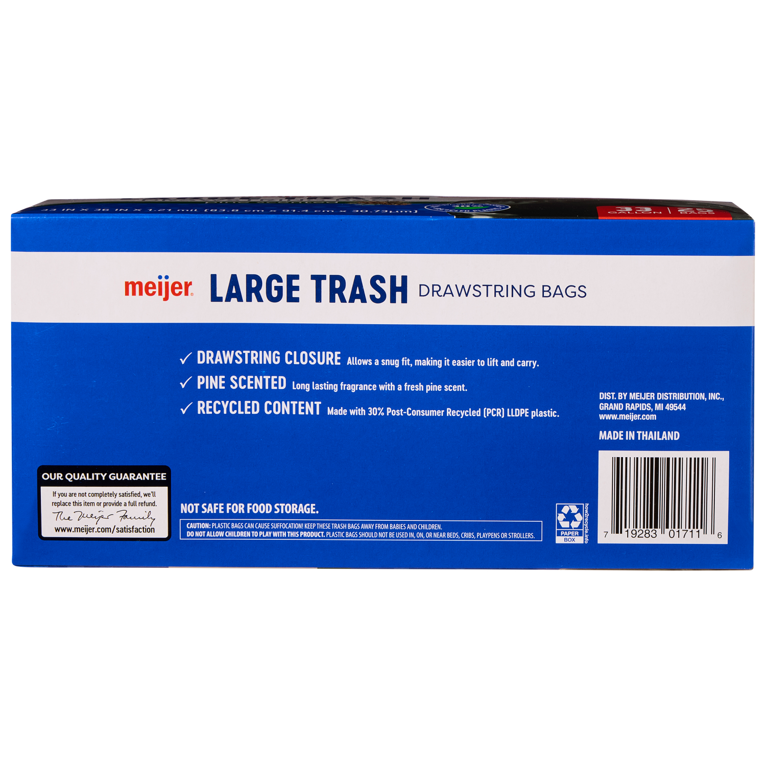 slide 2 of 8, Meijer Large Drawstring Trash Bags, Black, 33 Gal, 25 ct, 25 ct; 33 gal